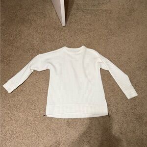 Buckle Black White Waffle Knit Long Sleeve Crewneck